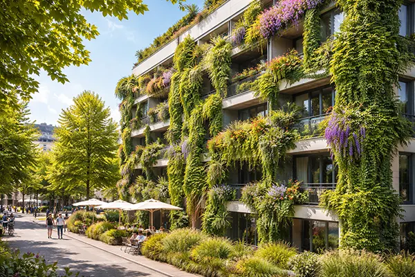 Grüne Fassade am Haus